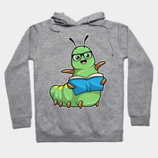 Caterpillar as Nerd with Book & Glasses Hoodie